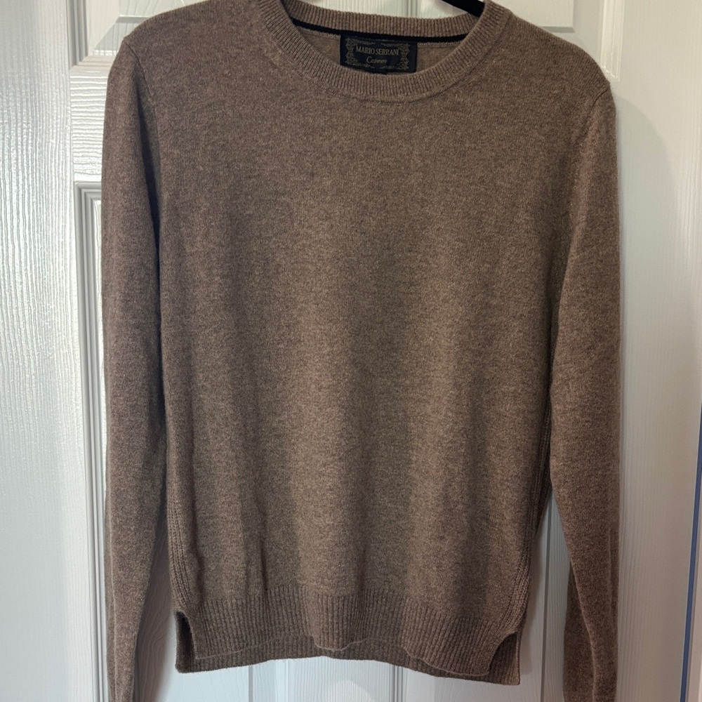 NWT Mario Serrani Brown Crewneck 100% Cashmere Sweater